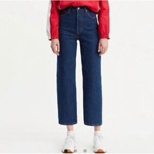 Levis Ribcage Straight ankle button fly jeans dark sz 30‎